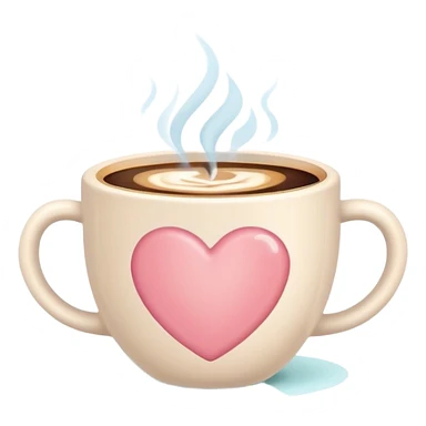 A cute coffee cup that emits warm steam, soft pastel colors, and a heart-shaped design - cozy and inviting! sticker