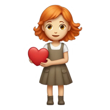 Ginger girl holding heart sticker