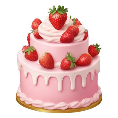 Pink strawberries and cream birthday cake  sticker