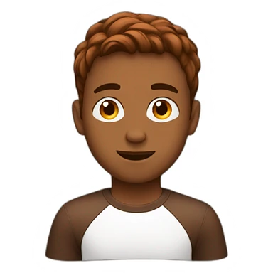 Young man behind a laptop hair chestnut color sticker