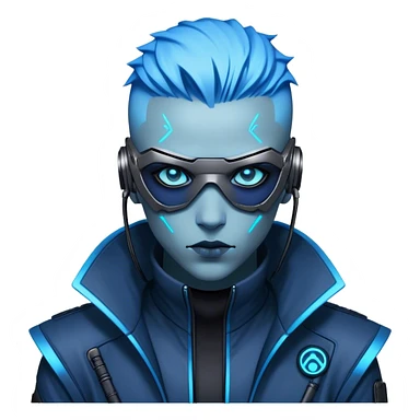 cyberpunk style blue neon hacker sticker