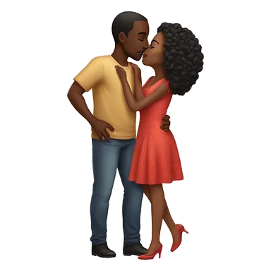 African american woman and man matching outfits kissing  sticker