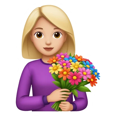 flower-holding person bouqet sticker