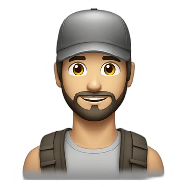 young dark-haired white man with a cap and beard sticker