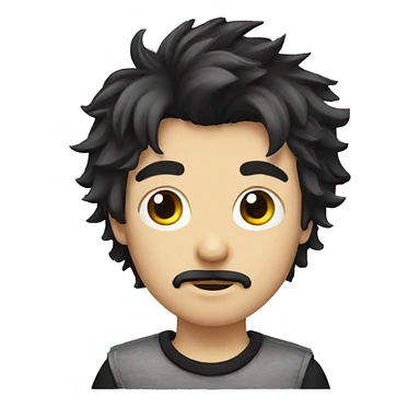 emo boy with shaggy hair and moustache sticker