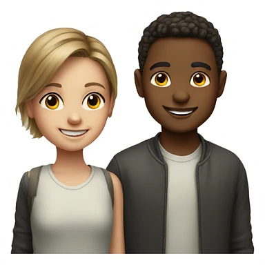 smiling girl and boy portrait sticker