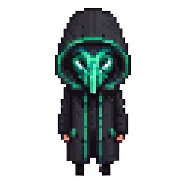 Squid Game Front Man with black geometric mask and black coat sticker