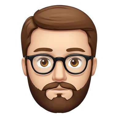 white man with brown hair and beard and hazel eyes and black eyeglasses  sticker