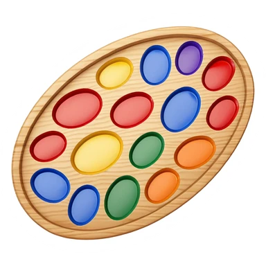 Wooden oval palette with paint blobs sticker