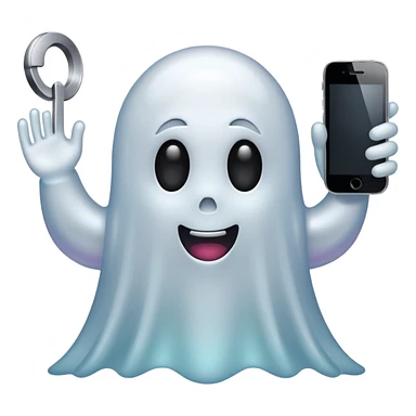 ghost emoji with a phone beside sticker