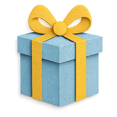 paper craft style light blue gift box with yellow ribbon sticker