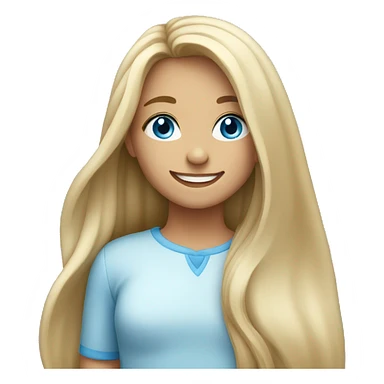 smiling girl with long hair blue eyes sticker