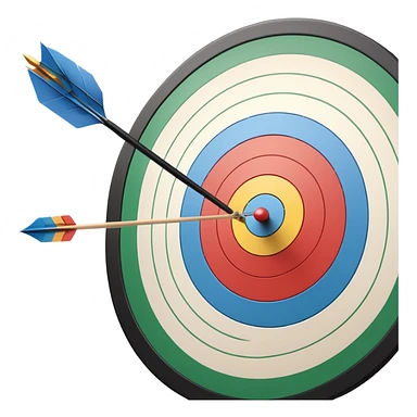 A close-up of a bowstring pulled taut with an arrow aimed at a target. The target's concentric rings are visible in the background, highlighting the focus and precision required for archery. The scene captures the grace and concentration of the sport. sticker