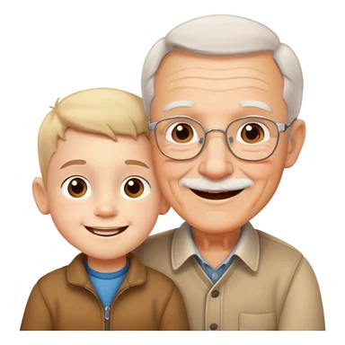 small kid with grandpa, smiling together, warm and friendly sticker