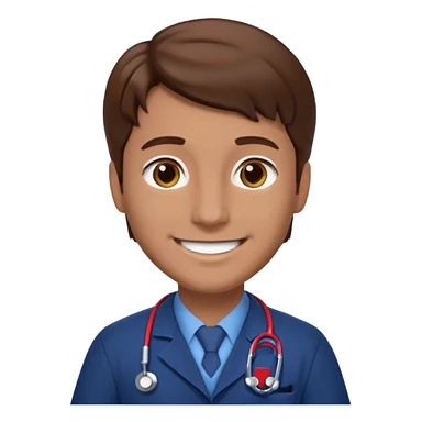 doctor hombre con uniforme azul oscuro cabello marron sticker