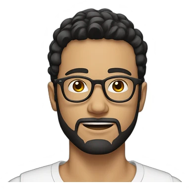 white young man with round glasses and black straight short hair and short black thin beard sticker