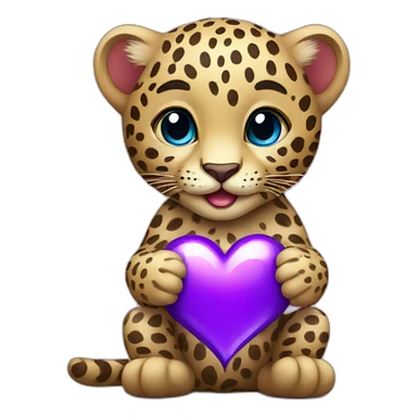 Baby leopard holding a purple heart  sticker