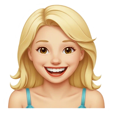 Blonde girl laughing portrait  sticker