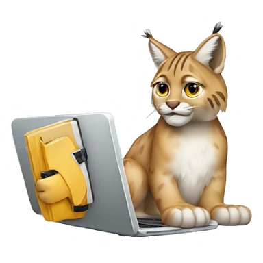 A lynx with a laptop sticker
