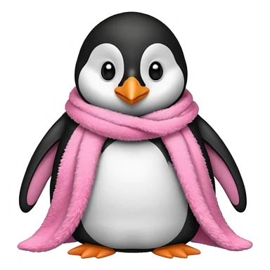Ein Pinguin mit einer Kuschel Decke in Rosa der sich ein Kuschelt sticker