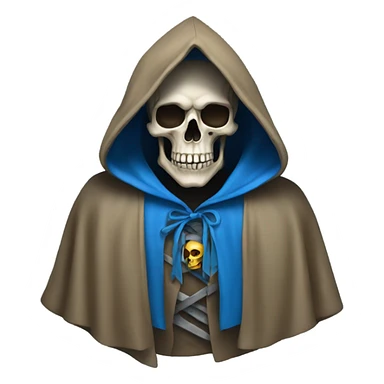 skull wearing blue hood and cloak sticker