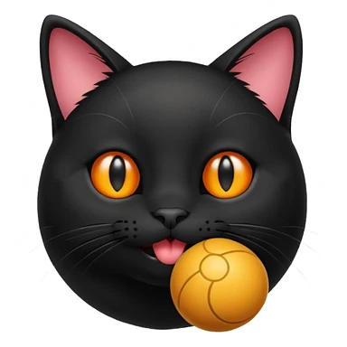 happy black cat playing with small ball sticker