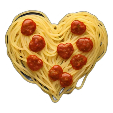 Heart shape spaghetti and sauce on black heart plate sticker