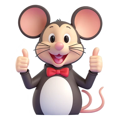 cheerful mouse, smiling, showing a thumbs up gesture sticker