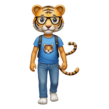 anthropomorphised tiger in a band t-shirt and jeans wearing an eye patch walking upright sticker