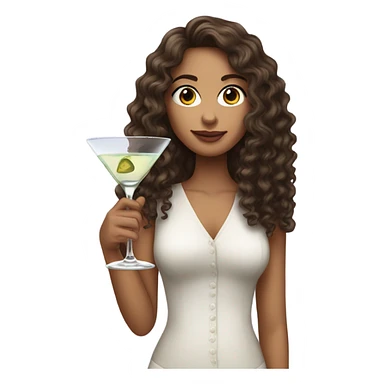 Brunette girl with curly long hair drinking martinis sticker