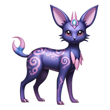 Shiny Exotic Badass Ethereal Royal Mysterious Gothic Noibat-Espeon-Umbreon-Sylveon-Pokémon-Fakémon-hybrid-creature (full body) with random pattern-markings sticker