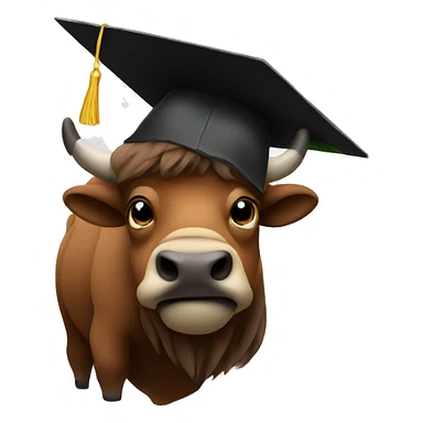 bison in graduation cap sticker