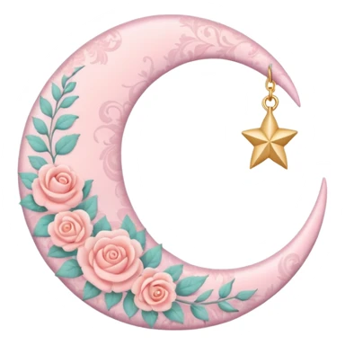 Rosy romantic pastel crescent damask moon sticker