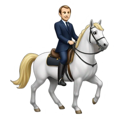 Emanuel Macron sur un poney sticker
