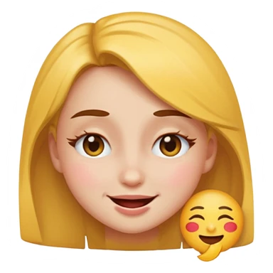Girl winking with her left eye closed, happy face, emoji style sticker
