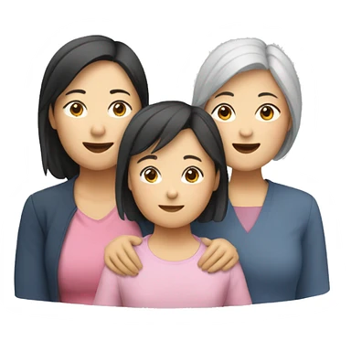 asian mum with one older asian daughter and one young asian daughter sticker