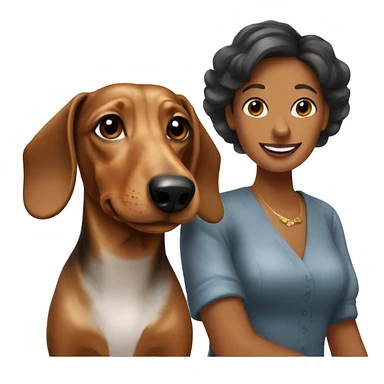 dachshund and woman sticker