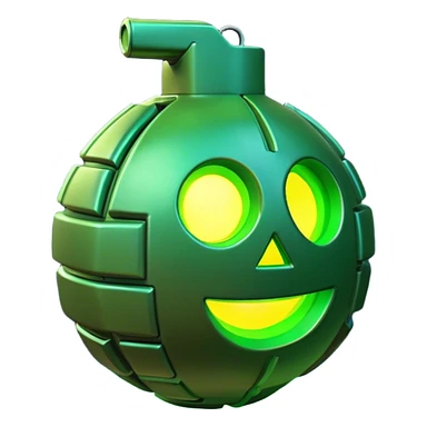 Clash of Clans aesthetic: Cinematic Playful 3D Isometric Plasma Grenade Emoji, rendered in a 3D vector-style similar to standard emojis with minimal shading and bold, simplified shapes. A compact, distinct form with signature details, softly glowing with a futuristic sci-fi warfare charm. Simplified yet unmistakably iconic, highly detailed and consistent, glowing with a soft radiance and high shine. Stylized with a touch of high-tech brilliance and a soft glowing outline, capturing the essence of a beloved gaming relic with a friendly, playful manner! sticker