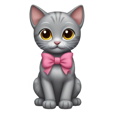 Grey kitty with bow sticker