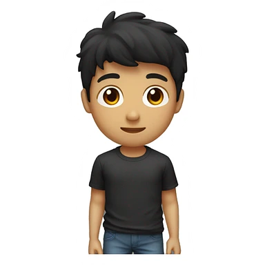 joven con pelo chino negro con playera del barcelona sticker