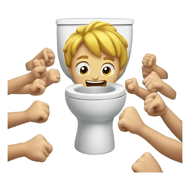 Kid punching a toilet while a group of kids watch him sticker
