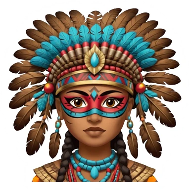 face full maya masked tradational mayan woman warrior half boudy  sticker