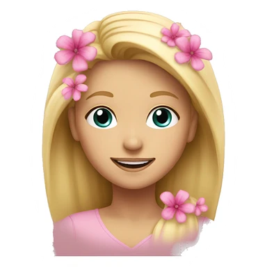 blonde girl smiling with pink flowers sticker