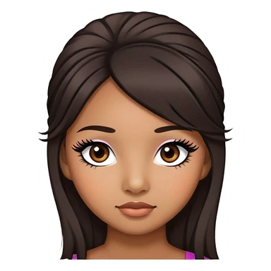 Create a Filipino girl with fake eyelashes brown/black hair sticker