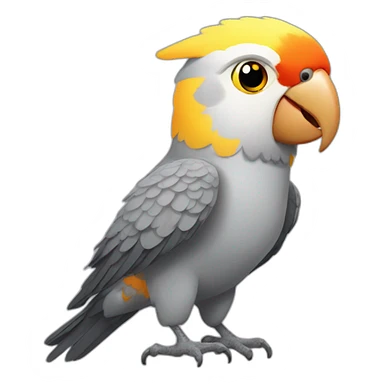 Cockatiel parrot with yellow head, orange circle cheeks and grey body sticker