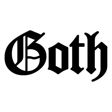 the word 'Goth' in classic blackletter gothic calligraphy, only text, no decoration sticker