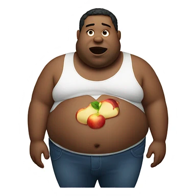 fat man eating an apple sticker