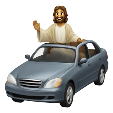 Guy riding in car with Jesus sticker