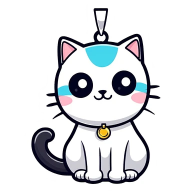 cat with a shiny pendant, cartoon sticker style sticker