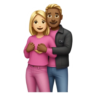 A guy and a girl hugging dressed in all pink sticker